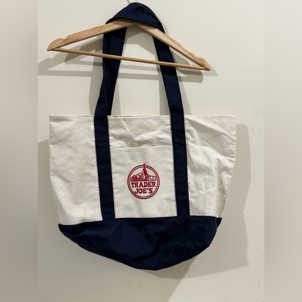 Trader Joe's Navy and Cream Everyday Canvas Tote - Picture 2 of 3